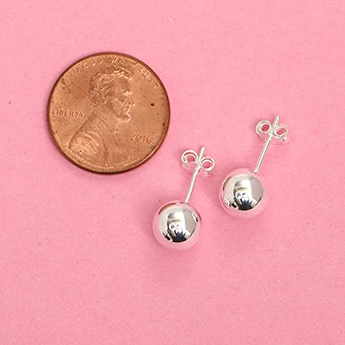 Charmsy 925 Sterling Silver Stud Earrings Light-Weight Classic Ball-Post Earring For Women 8Mm #TOP2