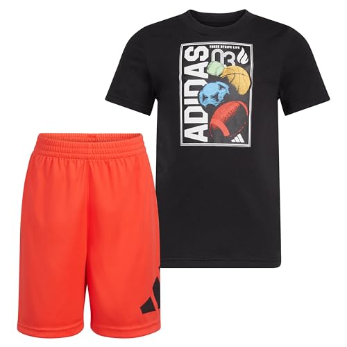 Image of adidas baby-boys Poly Tee Aop 3s Short Set(infant)