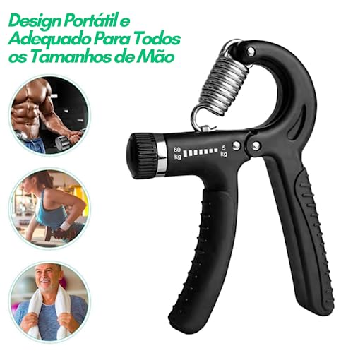 Hand Grip Fortalecedor Braços Antebraços Mãos Punho Pulso Resistente Regulável 5 a 60kg Ajuste Inten