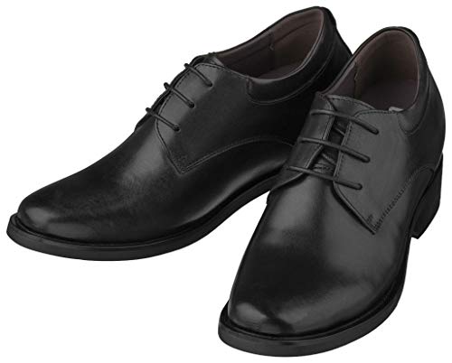 Image of Calden Men's Invisible Height Increasing Elevator Shoes - Black Leather Lace-up Lightweight Formal Oxfords - 4 Inches Taller - K59510 - Size 10.5 D(M) US