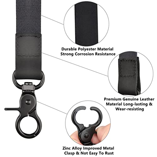 Schlüsselband Honzuen Lanyard Lang mit Echtem Leder für Schlüssel und ID-Karten