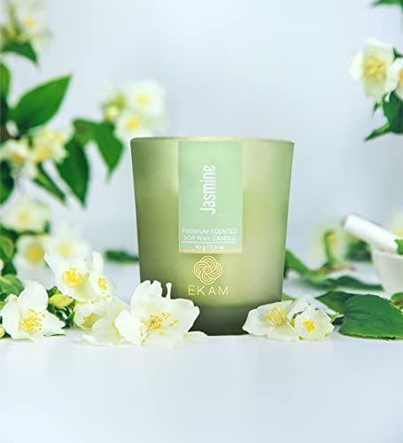 Image of EKAM Jasmine Votive Soy Wax Scented Candle, 40 Grams, 10 Hours Burn Time| Long Lasting Premium Candles | Ideal for Home Decor | Gifting & Aromatherapy (Pack of 12)