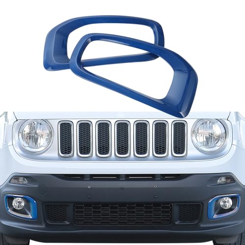 FSYHKJ 2pcs ABS Car Front Fog Lights Lamp Cover Trim Frame Decor Bezel for Jeep Renegade 2016 2017 2018 (Blue)