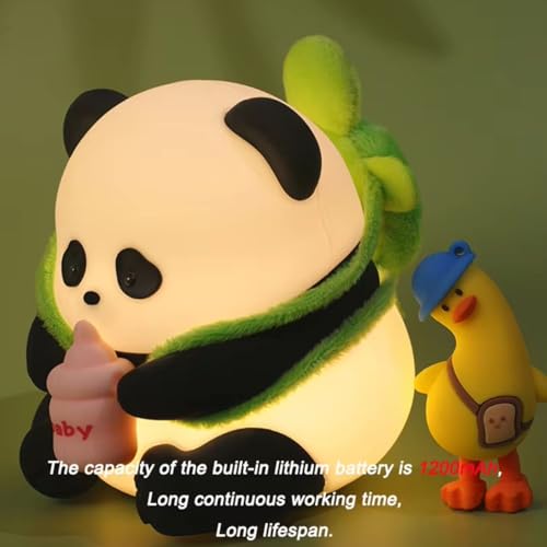 Image of Desidiya Baby Panda Rechargeable Silicone Night Lamp - Cute Panda Lamp, Kids Night Light, Nursery Decor, Birthday Gift, Silicone LED Light