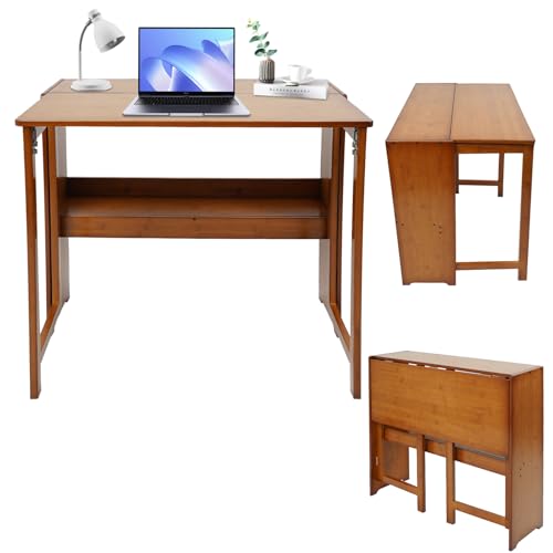 DHQCQL Escritorio plegable de escritorio, escritorio de secretario con estante, mesa de ordenador plegable, pequeña mesa de trabajo plegable para oficina en casa, ahorra espacio, 83 x 54 x 76 cm