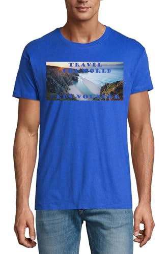 T-Shirt Homme Royal Blue Premium en Coton Pedn Vounder Cornwall