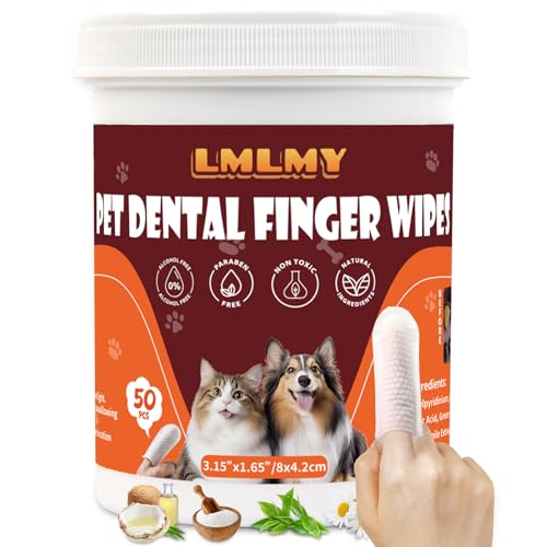 LMLMY Dog Dental Wipes - Dental Finger Wipes for Cats & Dogs - Dog Toothbrush Finger Dental Wipes to Remove Plaque & Tartar,Effective Teeth Cleaner (100)