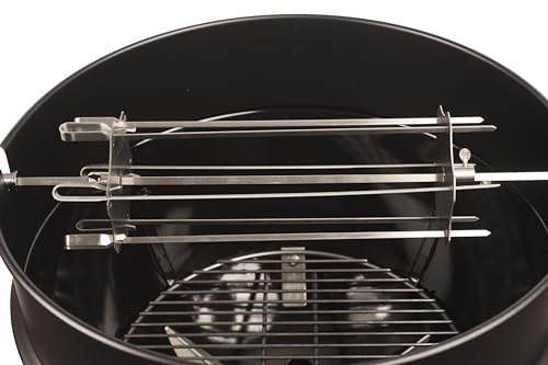 BBQNovation Edelstahl Rotisserie Spieß Set – Spieß-Rondell anex Gyros Scheiben für alle Drehspieße bis Ø14 mm – Inklusive 6 kurzen Spießen (30 cm) und 6 langen Spießen (41 cm)