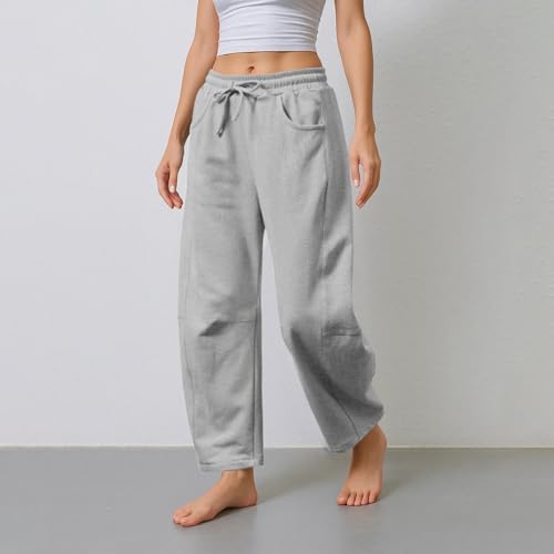 Barrel Sweatpants for Women High Waisted Wide Leg Sweatpants Lightweight Drawstring Baggy Lounge Pants with Pockets2