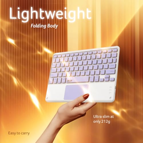 Image of Acer Nano Pad Touch Wireless Keyboard with Built-in Touchpad | Bluetooth Multi-Device Support | 280mAh Rechargeable Battery | Ultra-Slim Portable Design for Windows, Android, iOS & Mac | Purple