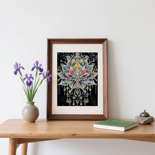 Skyboda Mandala Lotus Flower Diamond Art Kits for Adults, 5D Diamond Painting Kits for Adults Beginners, DIY Full Drill Diamonds Painting Lotus Gem Art Kits for Gift and Home Decoration 12X16inch by Skyboda - Image 3