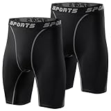 sillictor コンプレッション ショーツ メンズ ショート スポーツ レギンス スパッツ タイツ [UVカット + 吸汗速乾] 五分丈 3325ブラック 2枚 L