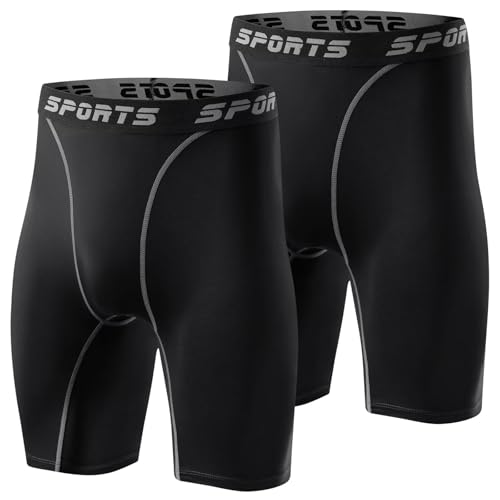 sillictor コンプレッション ショーツ メンズ ショート スポーツ レギンス スパッツ タイツ [UVカット + 吸汗速乾] 五分丈 3325ブラック 2枚 XL