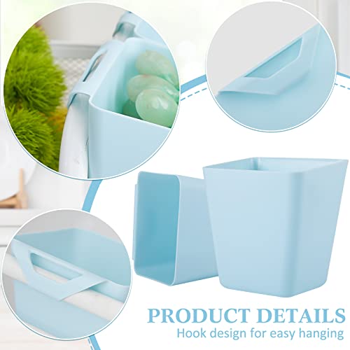 Hanging Cup Holder Rolling Cart Accessories Blue Wall Storage Bins Plastic Pencil Basket Hanging Cups For Rolling Cart Hanging Storage Container Kitchen Wall Organizer For Kitchen Home Decor (8 Pcs) #TOP1