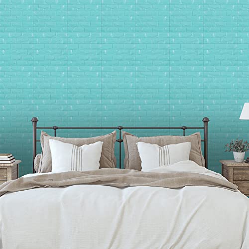 Panneaux muraux 3D masquer mur abîmé mousse bleu imitation brique