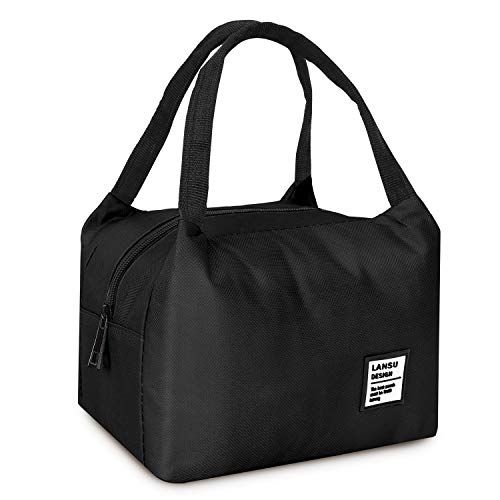 yokamira Sac Isotherme, Sac Repas Portable, Lunch Box Résistant Réutilisable, Parfait pour Homme Femme Ecole Bureau Campings Pique-Nique, Noir