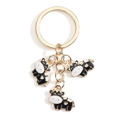 Porte-Clés Avec Une Petite Vache, Adorable Porte-Bonheur De Dessin Animé Pour Femme, Idéal Pour La Rentrée Scolaire, Les Anniversaires Et Les Porte-Clés De Voiture.