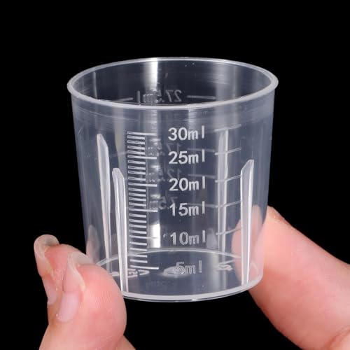 10 vasos medidores plásticos 30 ml transparentes miniatura 1