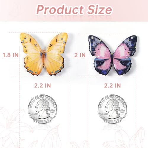 8 imanes acrílicos mariposa para refrigerador miniatura 3