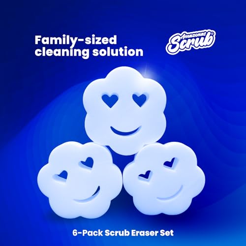 Image of Elevate Your Cleaning Game with Amazonas Scrub Eraser - The Magic Erasers. Clean effortlessly Without Toxic Chemicals, and say Goodbye to Stubborn Stains. (6 Count (Pack of 3)), White