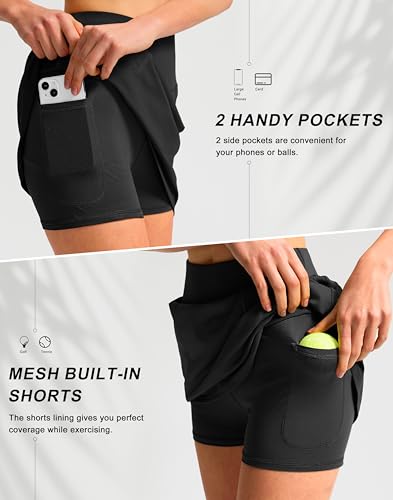 Santiny 16 Inch Golf Skorts Skirts For Women With 4 Pockets Women'S High Waisted Stretchy Tennis Skirt Athletic Skort  thumb #3