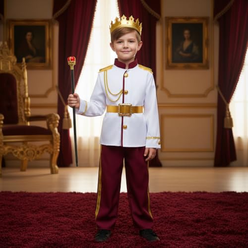 Prince Charming Costume for Kids Boys Royal Prince King Outfit Party Cosplay 11-13 Years White by TOGROP - Used condition - Image 4