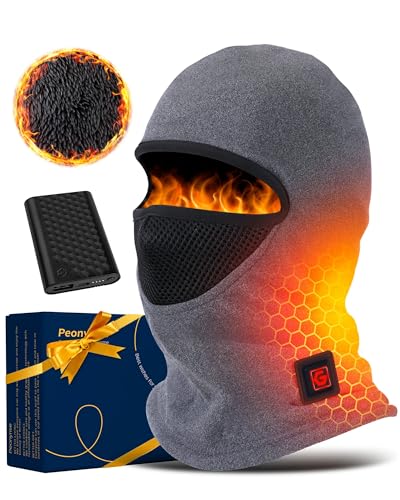 Heated Balaclava Face Ski Mask Idea Valentine Gifts for Men Him Dad Boyfriend Husband Couple Friend Brother Who Have Everything Birthday Anniversary Stress Relief Presents Winter Warm Grey