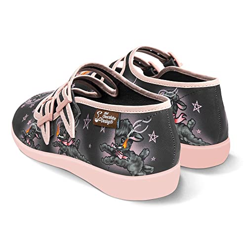 Image of Hot Chocolate Design Chocolaticas Funky Canvas Women's Mary Jane Flat Shoes, Mary Had a Little Lamb, 4 UK
