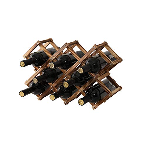 YCOCO Wood Wine Rack Freestanding Wine Rack10 Bottles Countertop Free-Stand Wine Storage Holder ProtectorFoldable Tabletop Wine Bottle Stand Display Shelf