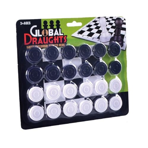 Happium Classic Draughts - Checkers for Children and Adults Traditional Family Game Foldable Board Instructions Included