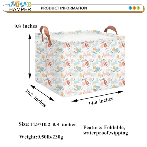 Image of NTAOHAMPER Rectangular Pink Easter Eggs Basket for Girls,Kids Toys Storage Bin with Handles,Baby Room Decor,Gift Basket(Pink Easter Eggs)