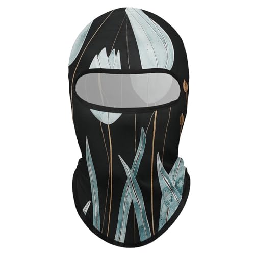 Balaclava para hombre y mujer color celeste con diseño de tulipanes, máscara facial completa para deportes al aire libre como ciclismo y pesca miniatura 1