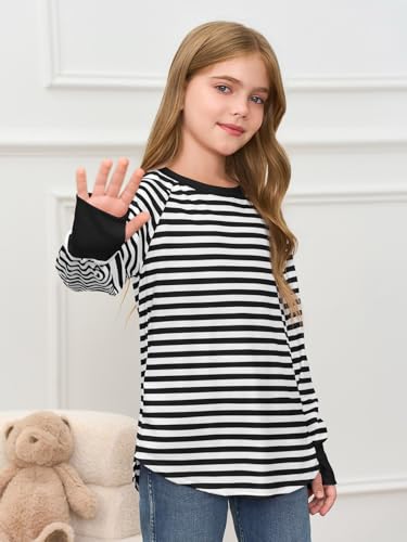 Image of Haloumoning Girls Striped Long Sleeve Shirts 5-14 Years
