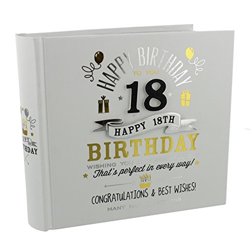 Unbekannt Album per Foto di Compleanno, Tema 18° Compleanno, 10 x 15 cm, Stile Nero e Oro, FL29918