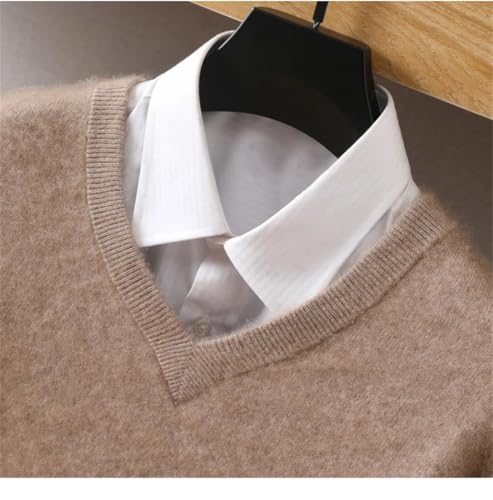 Men's Mink Cashmere Sweater V-Neck Pullover Knitted Sweaters Winter Warm Long Sleeve Jumper Tops3
