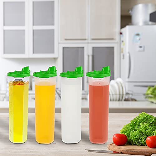 Image of Cutting EDGE 1.1 litres Smart Slim Oil Dispenser Airtight Green (Set of 4) | BPA free food grade plastic material, recommended for storing oil, vinegar, Water, sauces, juice, kitchen Storage