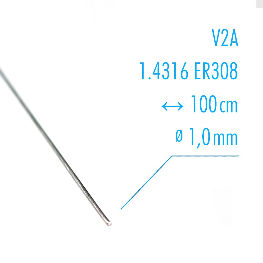 1kg WIG/TIG Schweißstäbe/Schweißstab/Schweißen Stäbe - Länge 1m (Edelstahl V2A 1.4316 308L, ⌀ 1,0 mm)