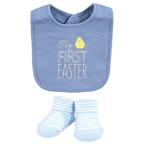 Image of Hudson Baby Unisex Baby Cotton Bib and Sock Set, Easter Truck, One Size