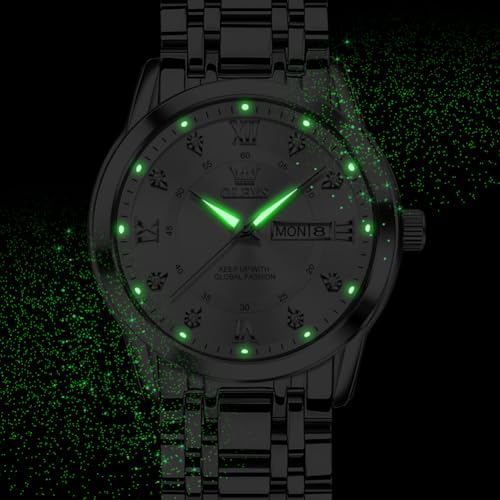 Image of OLEVS Watches for Men Business Diamond Easy Read Men's Wristwatch Analog Luxury Date Stainless Steel Waterproof Luminous Dress Mens Watches