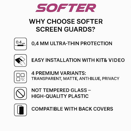 Image of Softer Plastic Screen Guard for Apple iPhone 16 | Ultra-Thin 0.45mm, Minor Scratch Protection, No Black Borders, Easy Installation (Pack of 2)