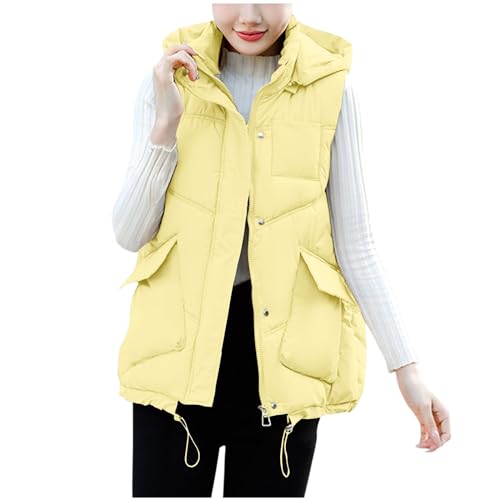 XUNRYAN Puffer Vest Teen Girls Quilted Lightweight Jackets Sleeveless Winter Down Coat Hooded Outwear Waistcoat Padded Gilet
