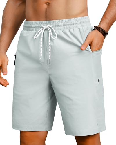 Board Shorts Mens Quick Dry Swim Trunks 9 Inch Men's Zipper Pockets Long Bathing Suit for Men Swimwear Surf No Liner