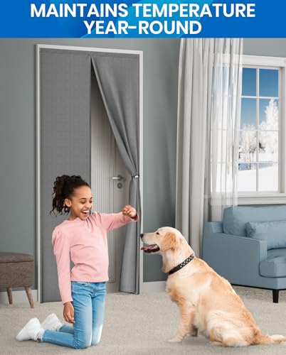 Image of Flux Phenom Thermal Insulated Door Cover - Easy Install Temperature Barrier, Magnetic Door Curtain for Winter, Keeps Warm Air in, 40 inchx82 inch (Pack of 2)