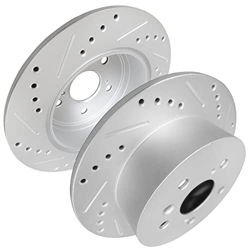 Weize Rear Brake Pads And Rotors Kit, Replacement For 2013-2016 Lexus Es300H Es350 Toyota Avalon Camry, Drilled Slotted Brake Rotors Ceramic Brake Pads, 4Pcs #TOP7