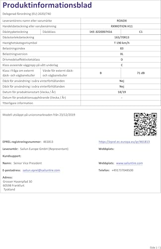 Neumáticos ROADX 165/70 R13 XL para viajes familiares de verano con coche cargado 5