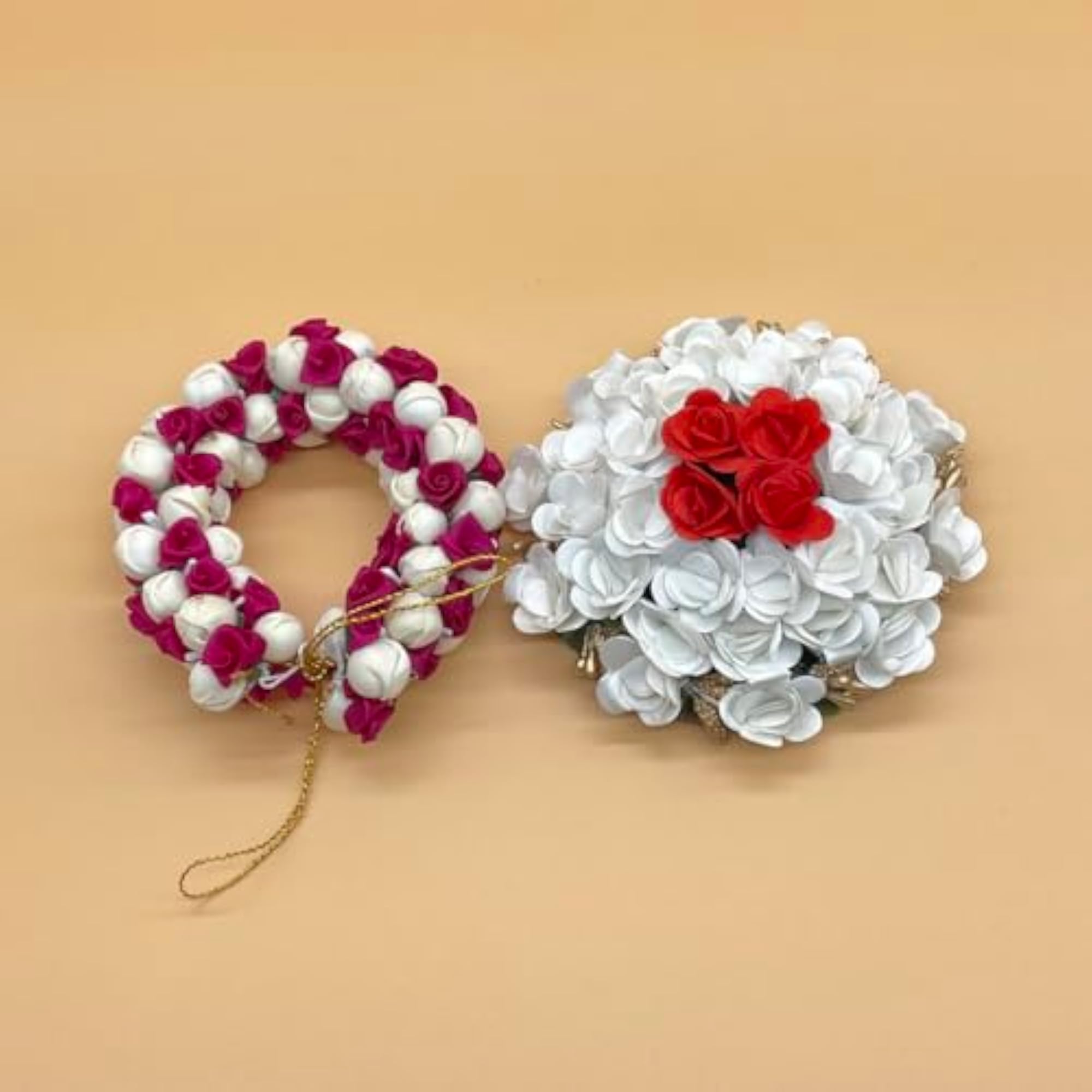 Bridal Bun Maker Hair Accessories Gajra Juda Decoration for Wedding, 2PC