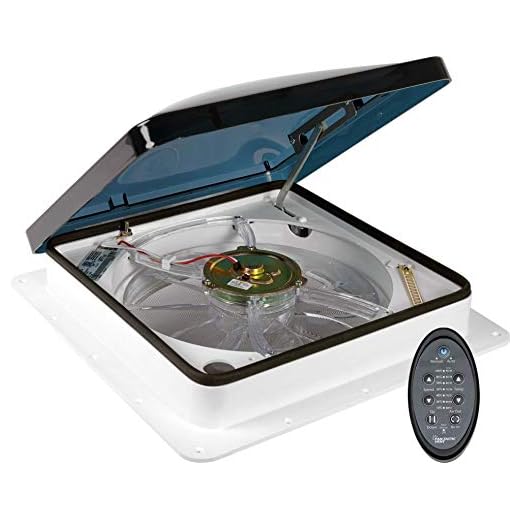 Fan-Tastic Vent RV Roof Vent with Thermostat and Rain Sensor, Manual and Automatic Speeds 12 Volt RV Vent Fan, Smoke Dome RV Vent Cover - Model 7350 - White