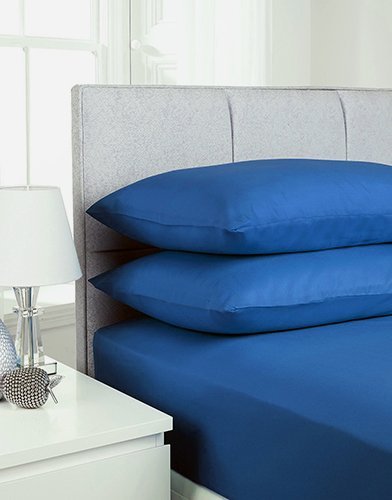 Haani Multi Pack of Plain Pollycotton Small Double Fitted Sheet (BLUE, 2)