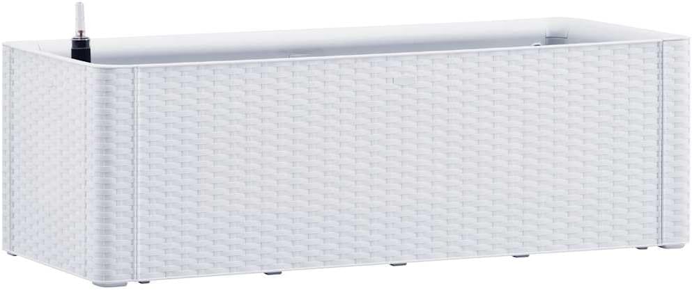 vidaXL Garden Raised Bed with Self Watering System Outdoor Lawn Terrace Gardening Planting Bed Planter Herb Pot Flower Box White 100 cm