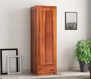 KARINA FURNITURE Wooden Wardrobe for Clothes | Sheesham Wood 1-Door Wardrobe with 4 Shelves Storage | Solid Wood Large Cupboard Almirah: Storage Cabinet for Your Living/Bedroom/Kitchen (Design 73)